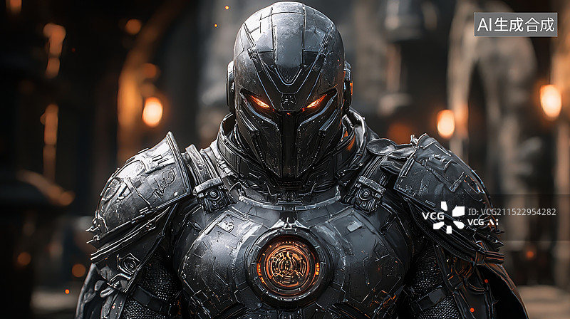 【AI数字艺术】机械将军：超详细装甲下的指挥官风采图片素材
