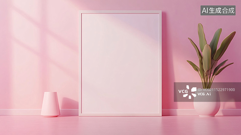 【AI数字艺术】现代简约室内墙壁海报装饰画空白框架模型图片素材