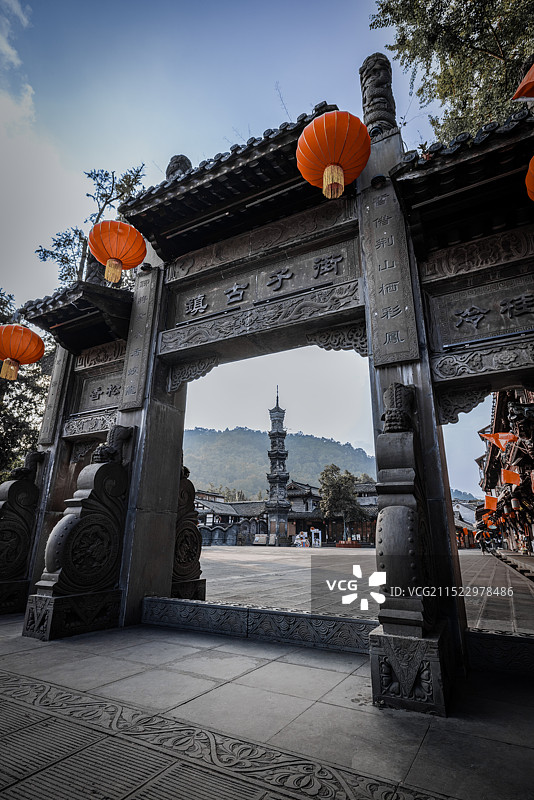 千年古镇成都崇州街子风光图片素材