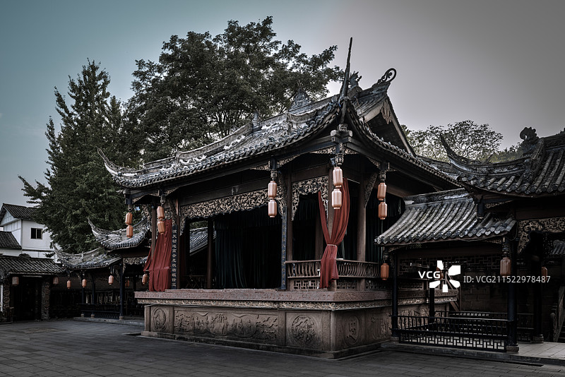 千年古镇成都崇州街子风光图片素材