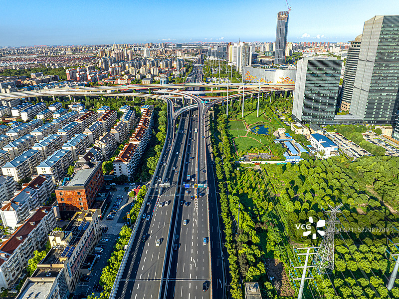 上海中环线高架路 中环路杨高中路立交桥 金桥城市副中心图片素材