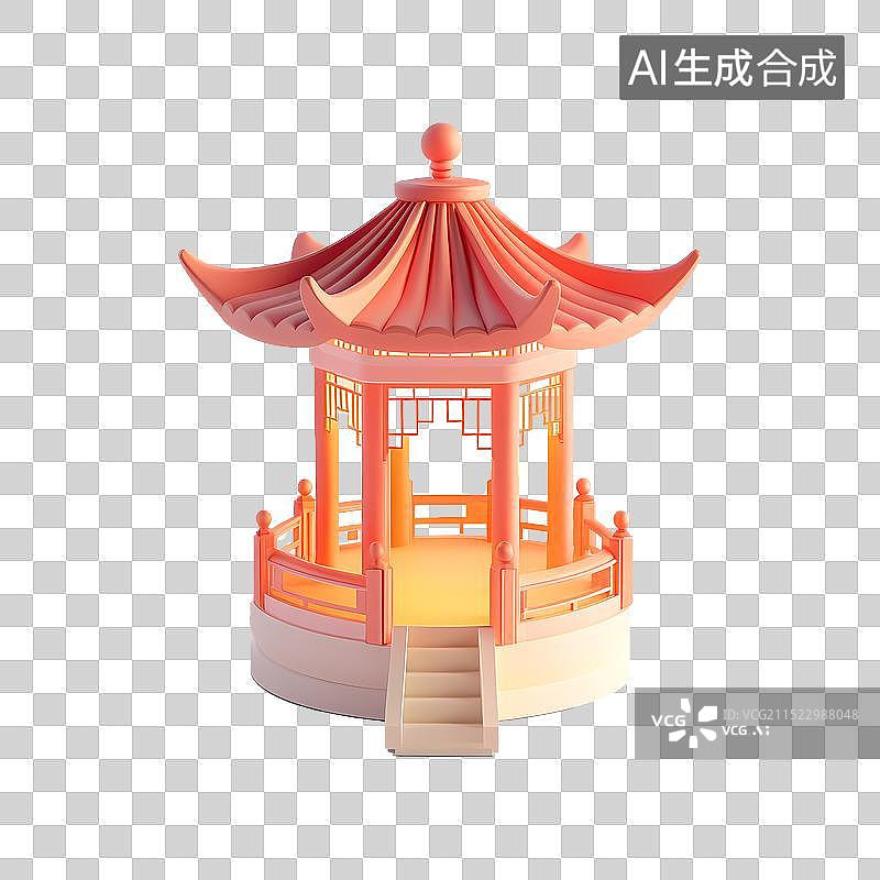 【AI数字艺术】中国风八角亭图片素材