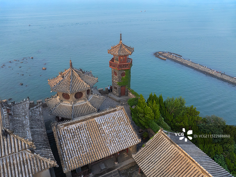 蓬莱阁航拍图片素材