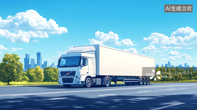 【AI数字艺术】乡村道路上的大卡车图片素材