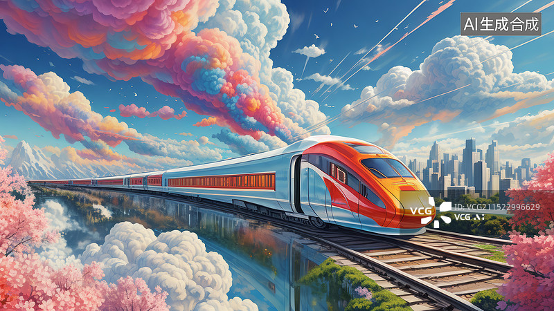 【AI数字艺术】开往梦幻世界的动车图片素材