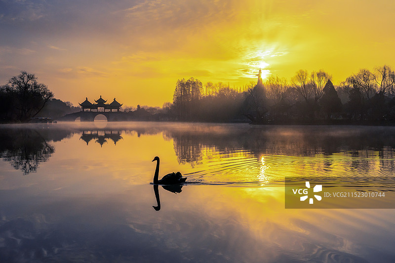 瘦西湖之晨，深秋图片素材