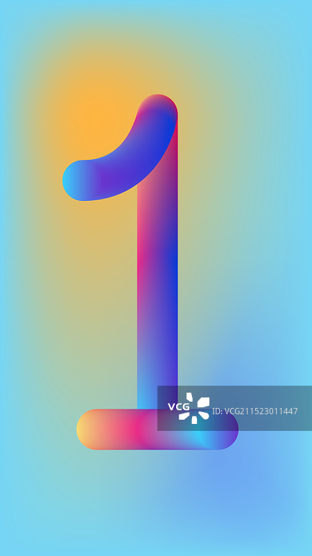 多彩渐变数字1图片素材