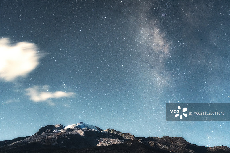 银河下的哈巴雪山图片素材