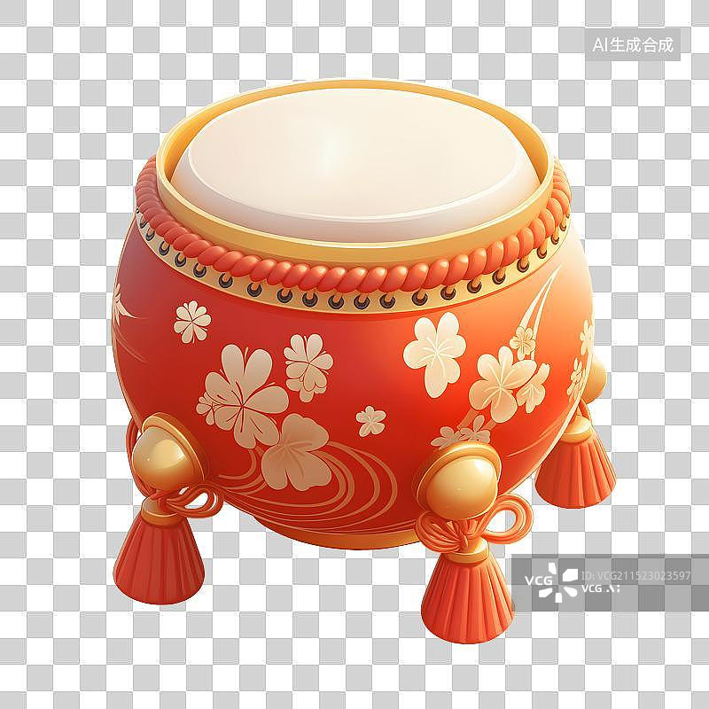 【AI数字艺术】国风 3d 大鼓 中国鼓 喜庆 元素图片素材