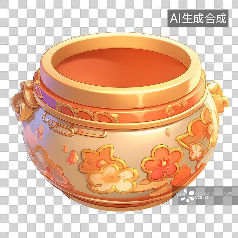 【AI数字艺术】国风 3d 容器 碗 喜庆 元素图片素材