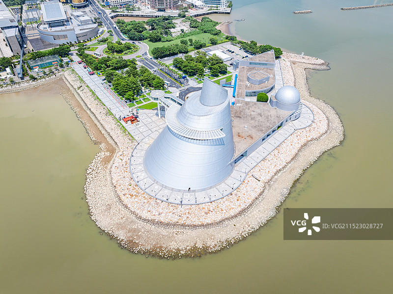 航拍澳门半岛大堂区澳门科学馆图片素材
