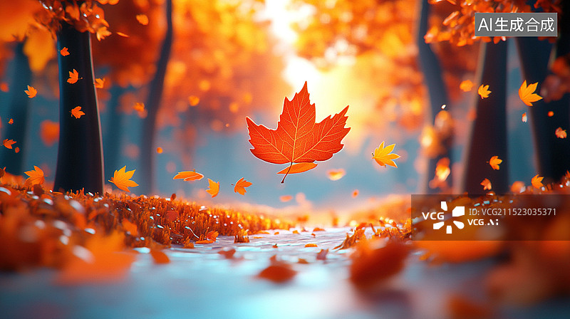 【AI数字艺术】秋天的枫树风景图片素材