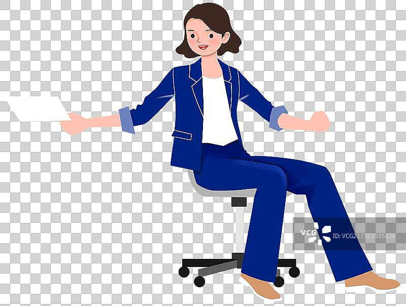 穿西服坐在转椅上的办公室女子图片素材