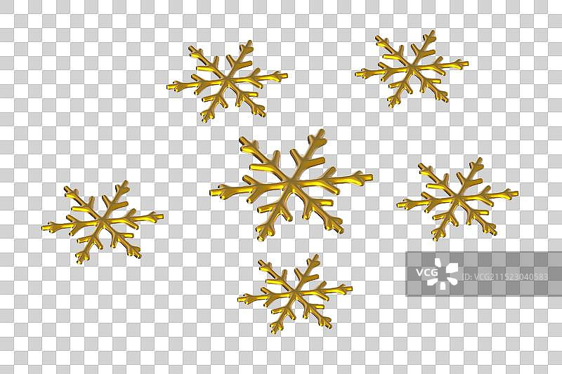 金色雪花三维插画图片素材