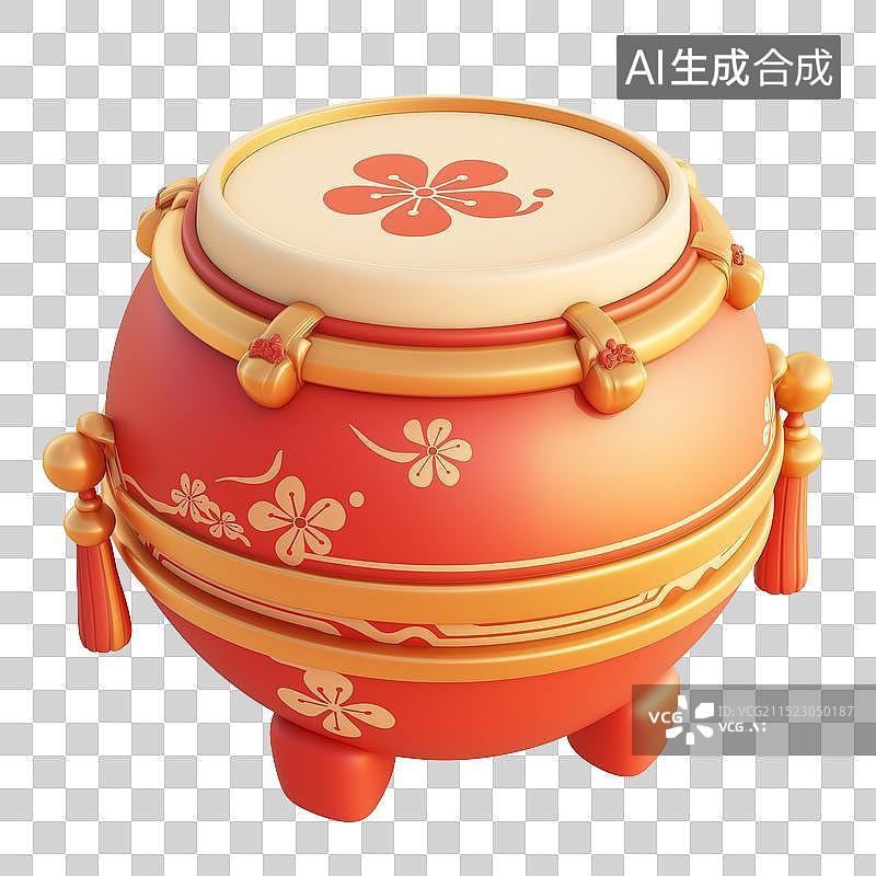 【AI数字艺术】3D国风中国鼓图片素材