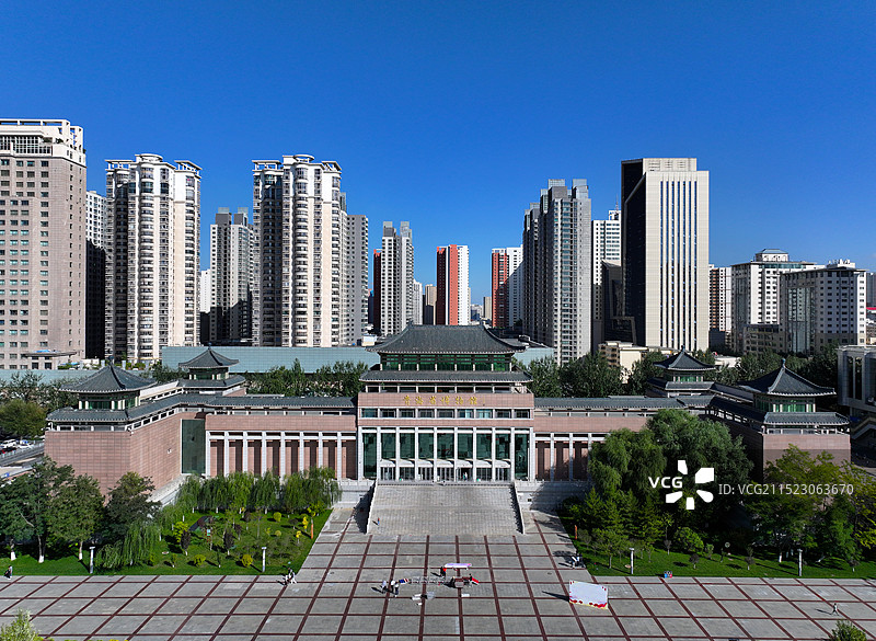 青海省西宁市新宁广场青海省博物馆航拍图片素材