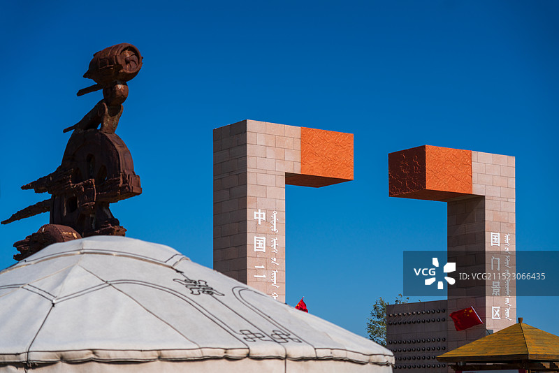 国庆时内蒙古二连浩特国门景区图片素材