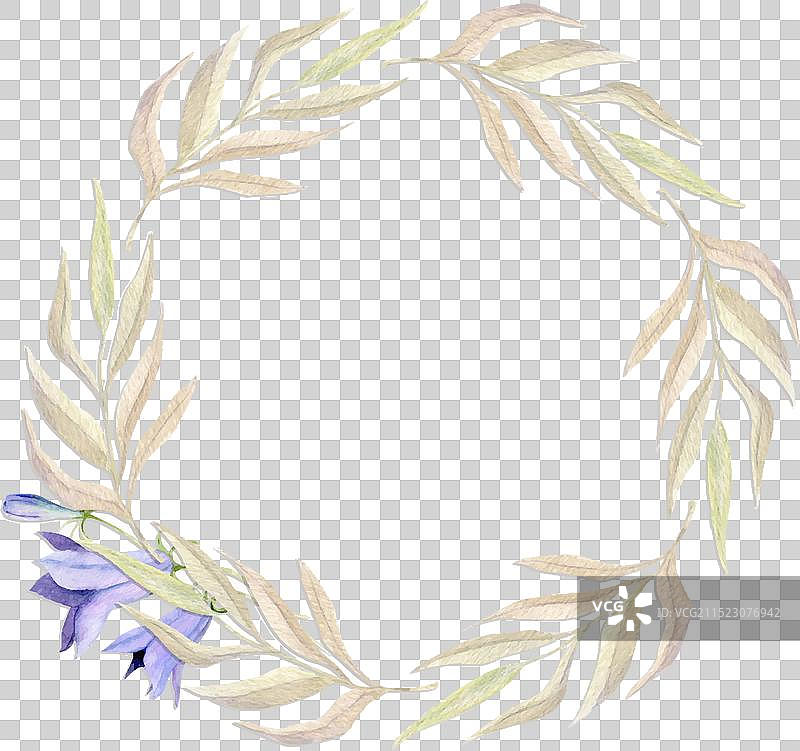 手绘水彩秋季花卉边框图片素材