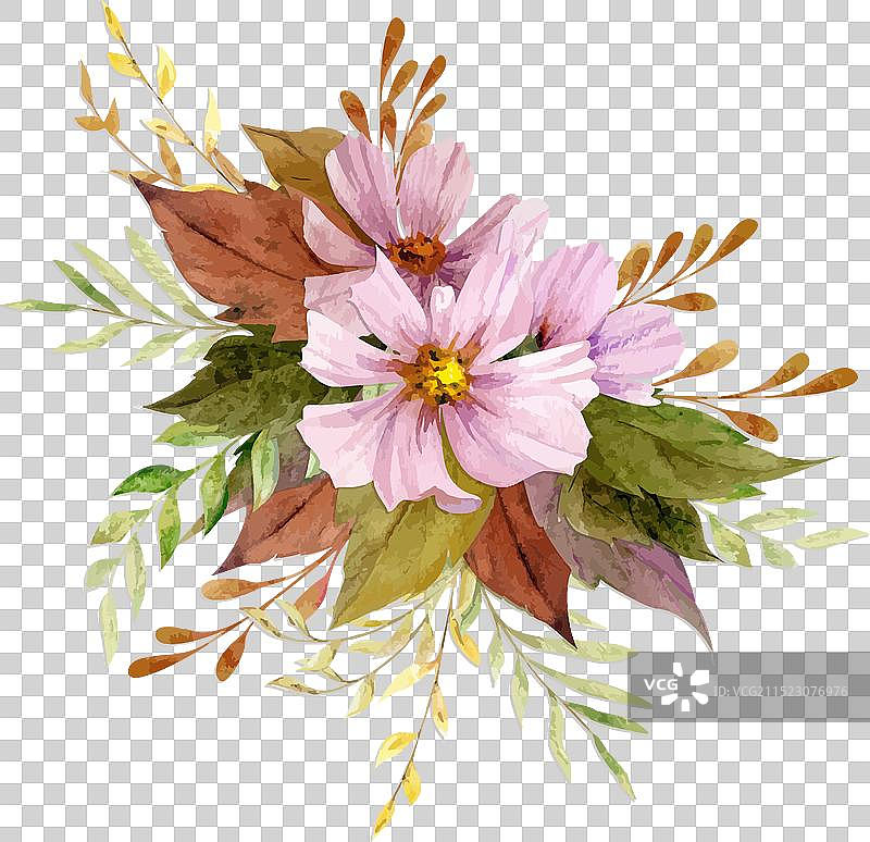手绘水彩秋季花卉花束图片素材