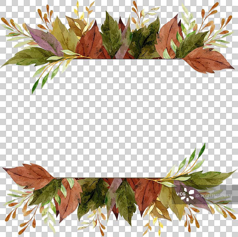 手绘水彩秋季花卉边框图片素材