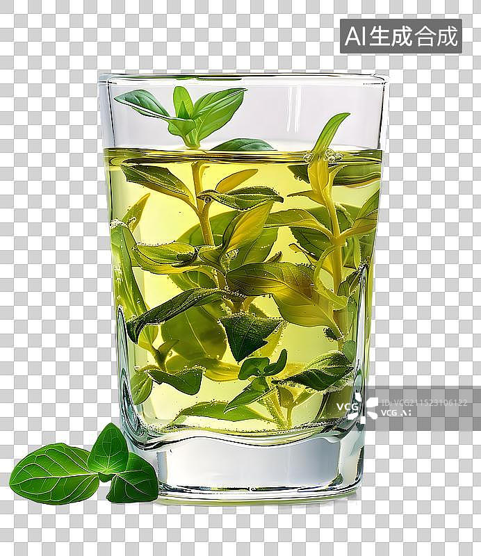 【AI数字艺术】免抠|一杯新鲜的薄荷叶水图片素材