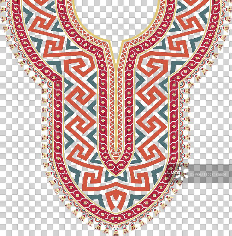 古希腊风格的彩色领口设计图片素材