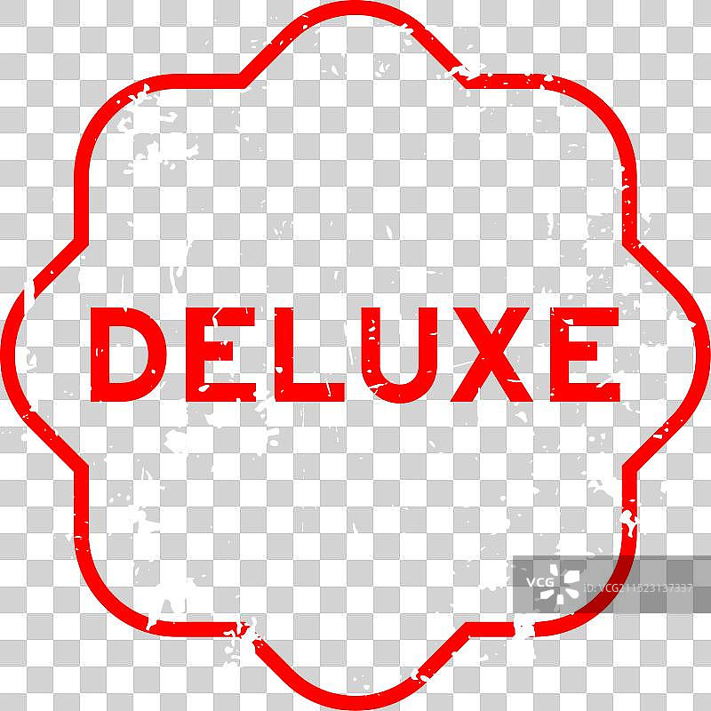 白色背景上的做旧红色Deluxe文字橡胶印章图片素材