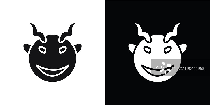 恶魔图标细线扁平风格图片素材