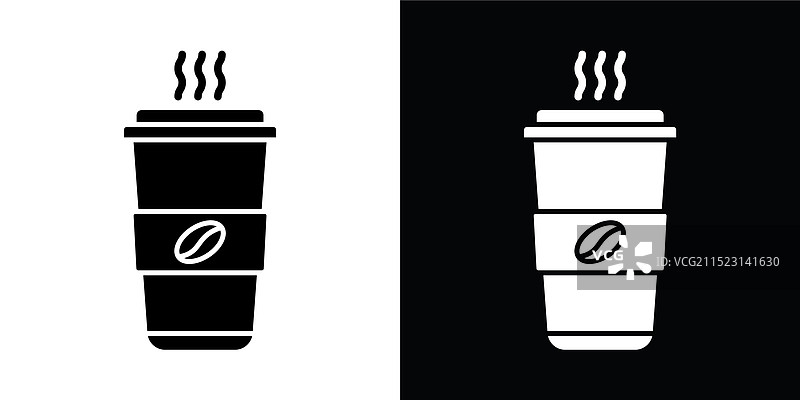 纸咖啡杯图标细线扁平风格图片素材