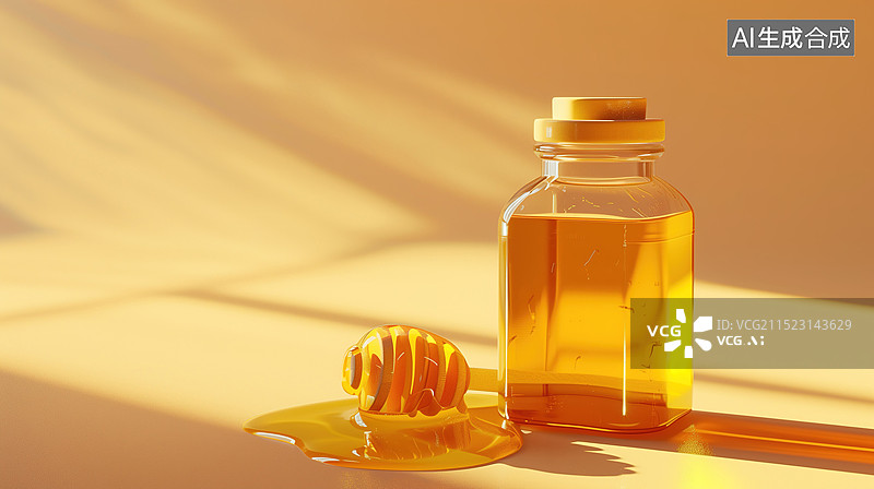 【AI数字艺术】桌上一瓶蜂蜜图片素材