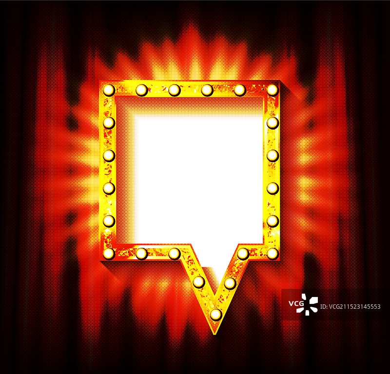 带有明亮灯泡圆顶帐篷的复古banner图片素材