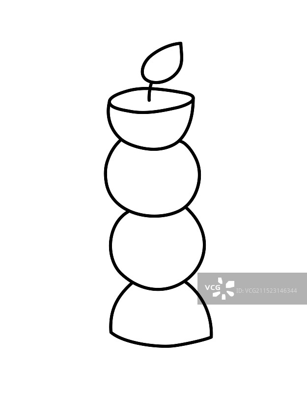 手绘线条蜡烛彩色美学图片素材