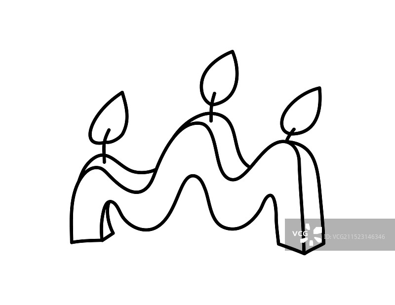 手绘线条蜡烛彩色美学图片素材