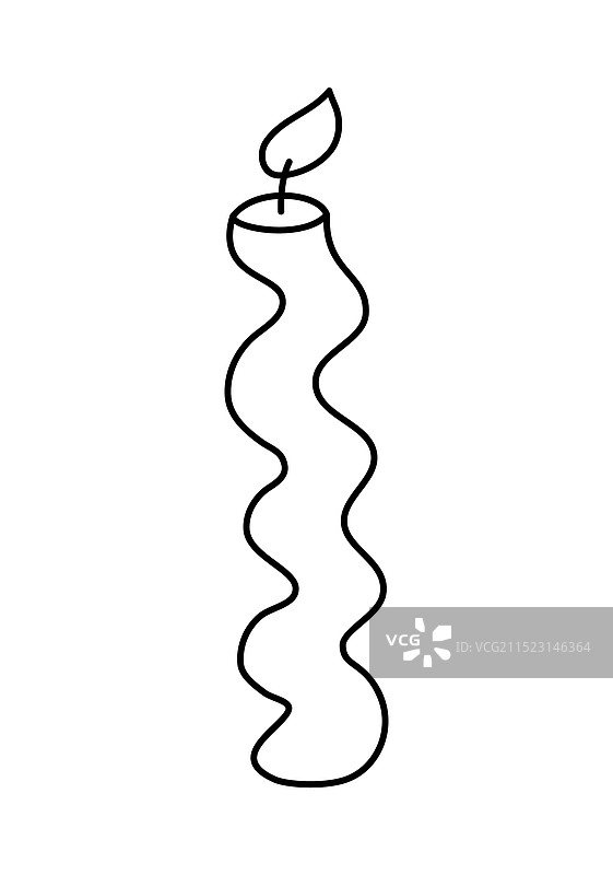 手绘线条蜡烛彩色美学图片素材