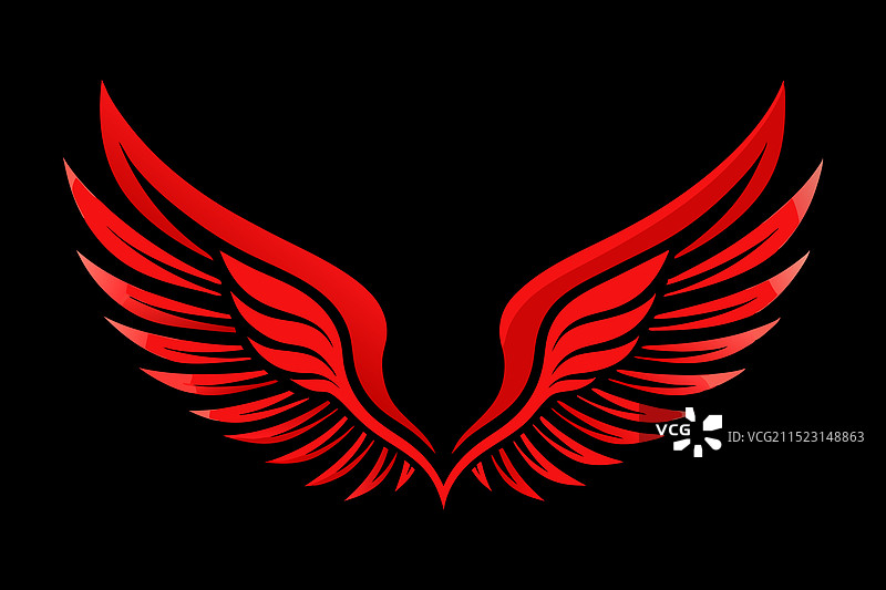 黑色背景上的红色翅膀图片素材