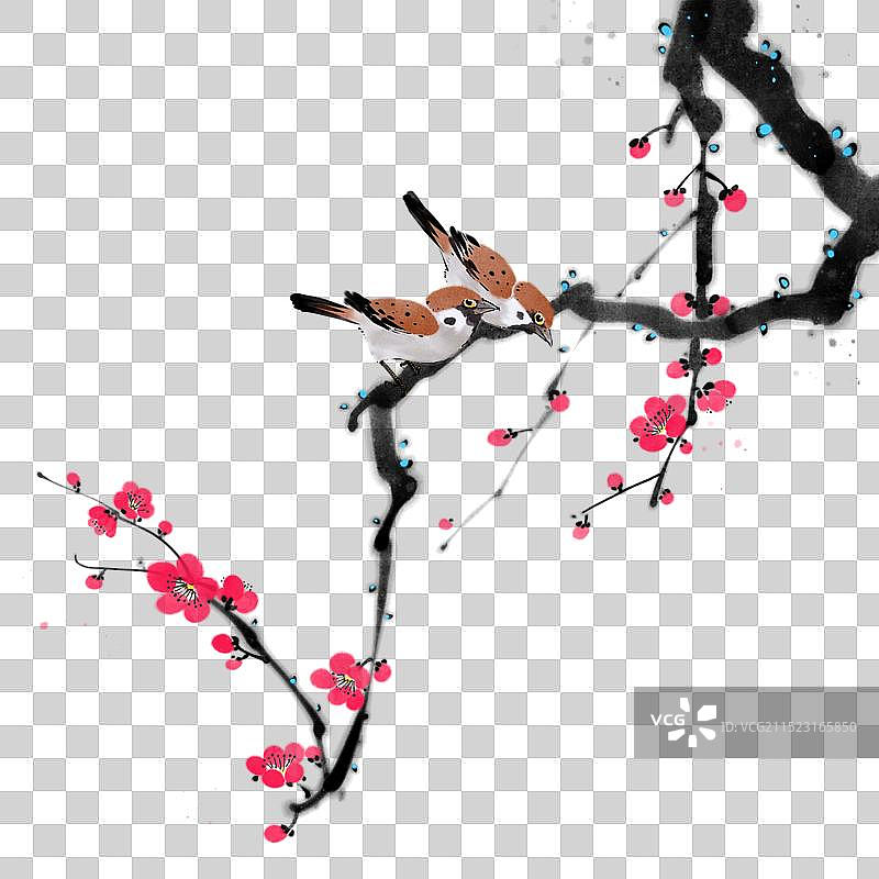 手绘中国画水墨画梅花免抠元素图片素材