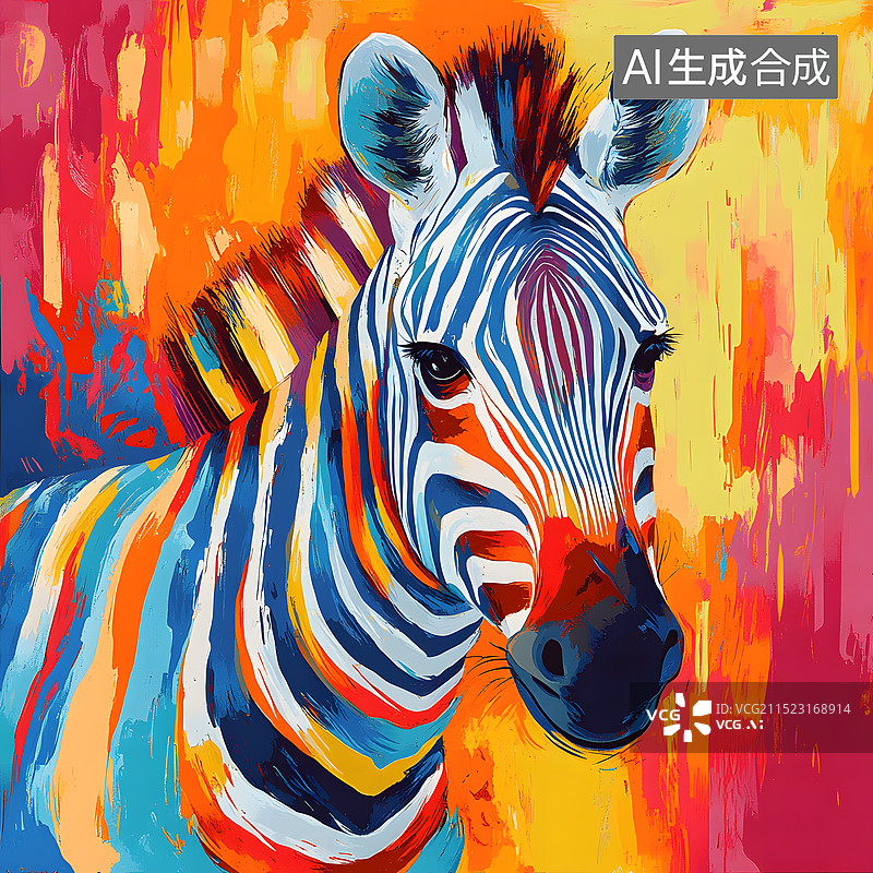 【AI数字艺术】彩色的斑马图片素材