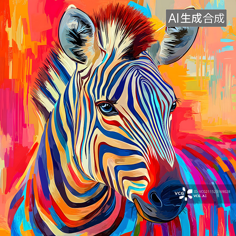【AI数字艺术】彩色的斑马图片素材