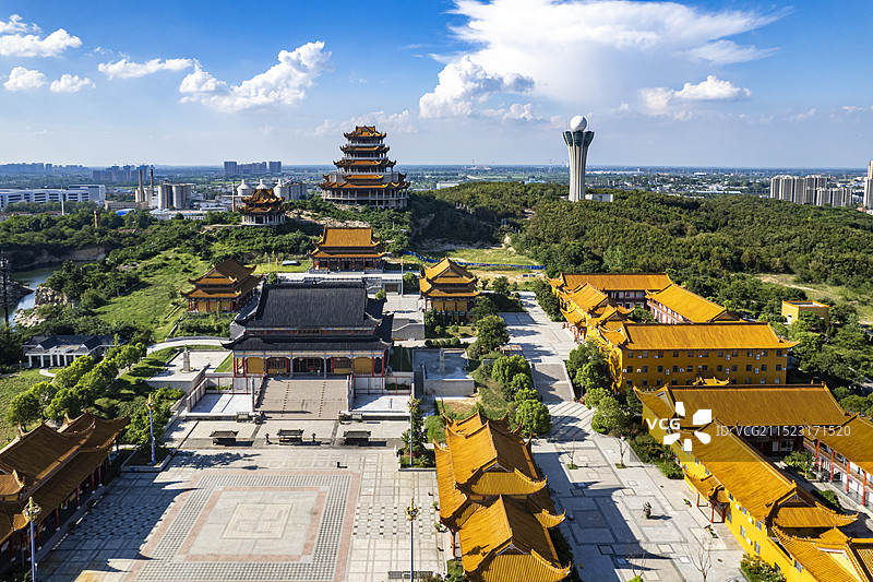 安徽蚌埠栖岩寺建筑风光航拍图片素材