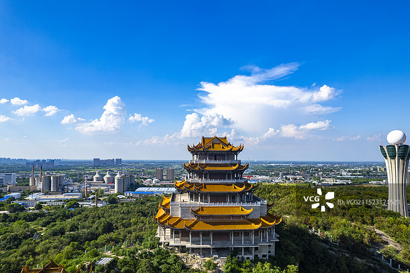 安徽蚌埠栖岩寺建筑风光航拍图片素材