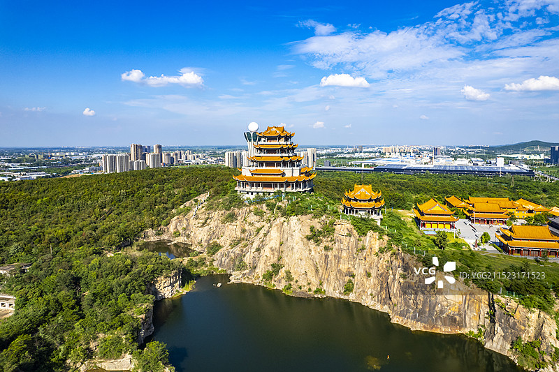 安徽蚌埠栖岩寺建筑风光航拍图片素材