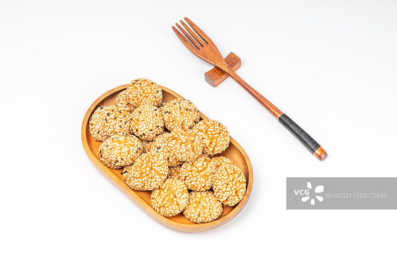 中式糕点茶点芝麻酥饼白底图片素材