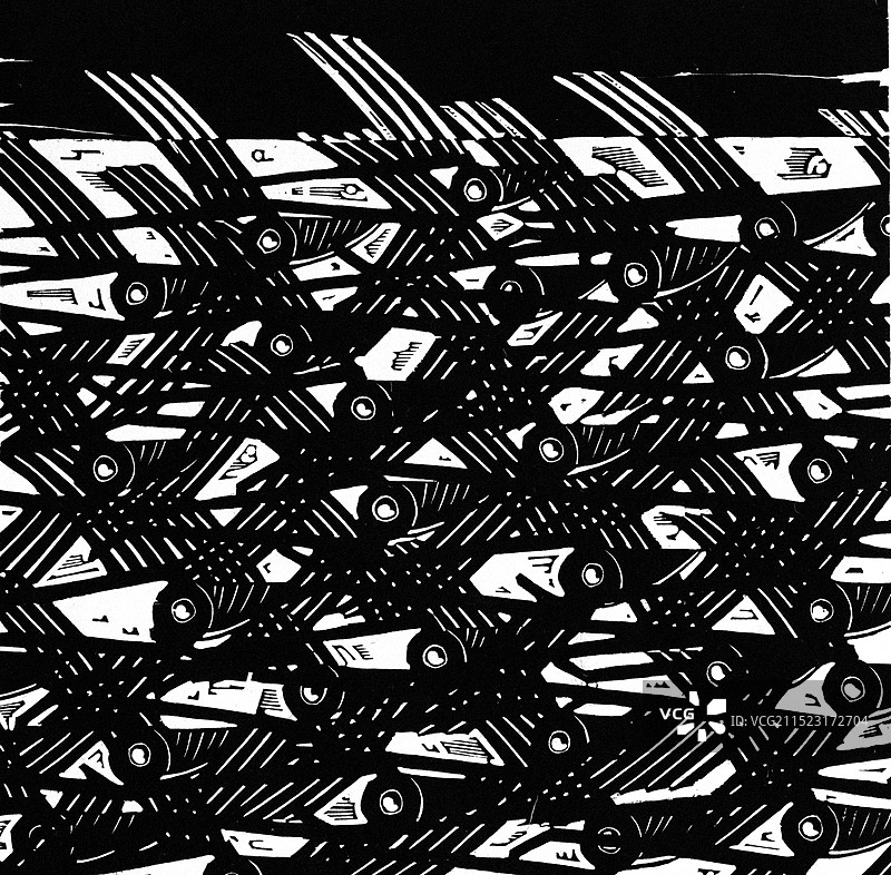 黑白木刻《看黑鸟的十三种方式插图三 》图片素材