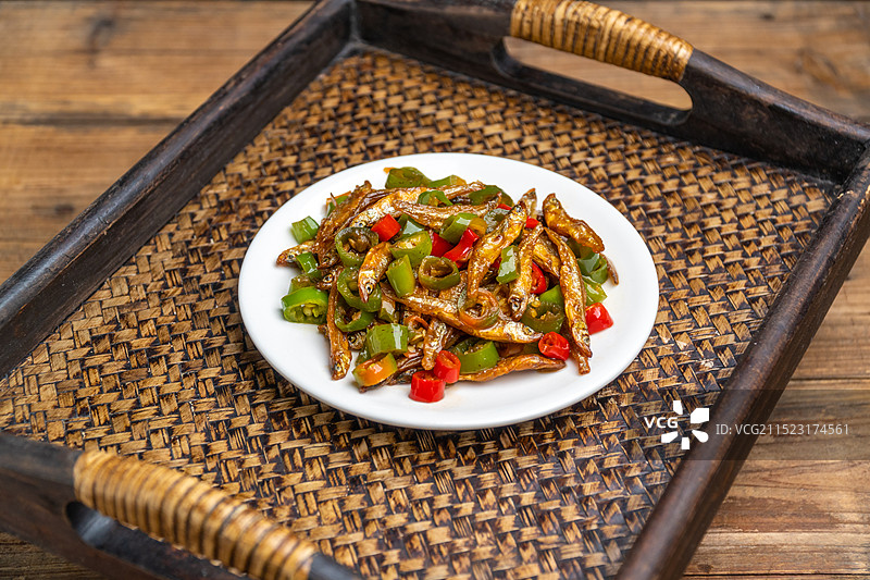 辣椒炒小河鱼美食菜品图片素材