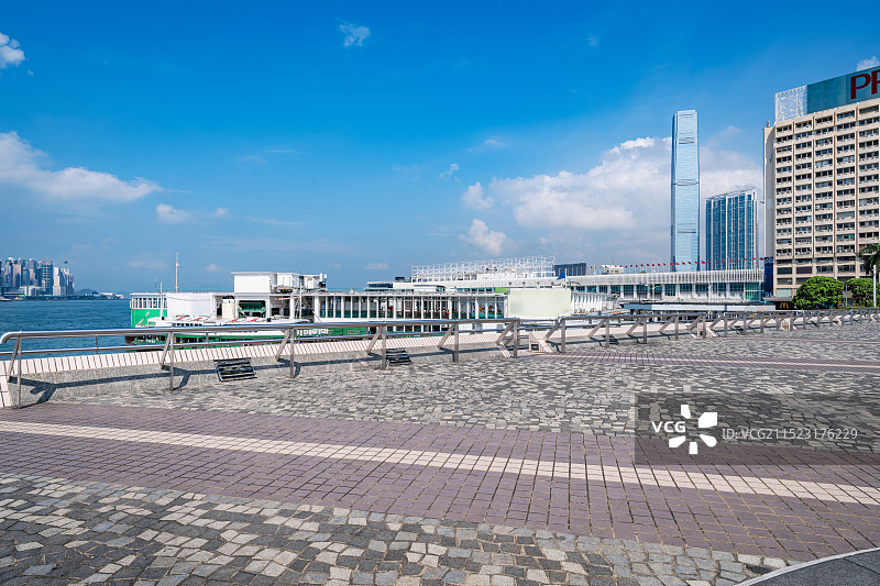 香港九龙尖沙咀星光大道 香港中环城市天际线图片素材