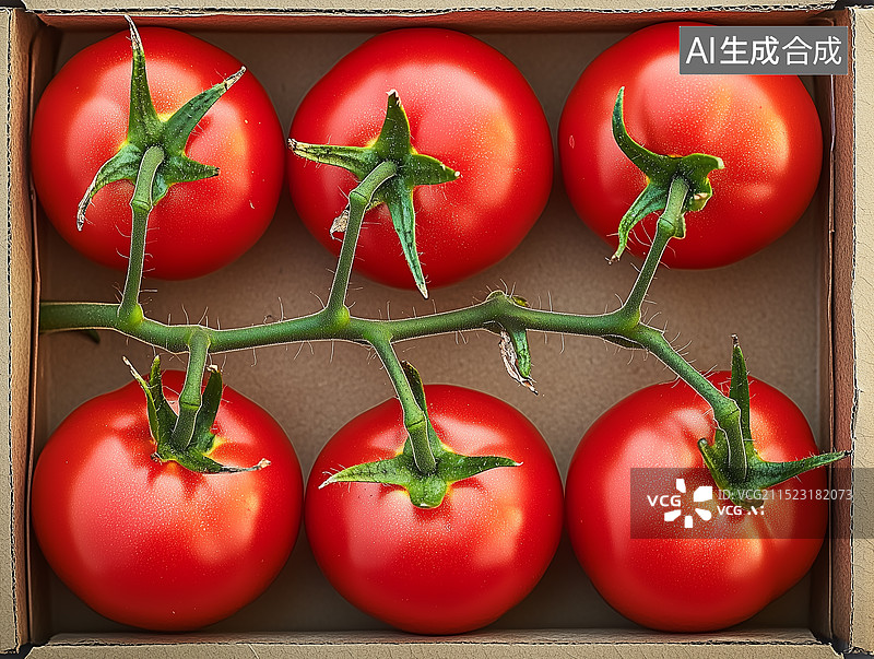 【AI数字艺术】箱子里的西红柿番茄背景图片素材