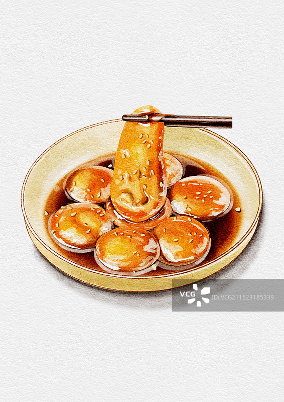 水彩插画糖油粑粑图片素材