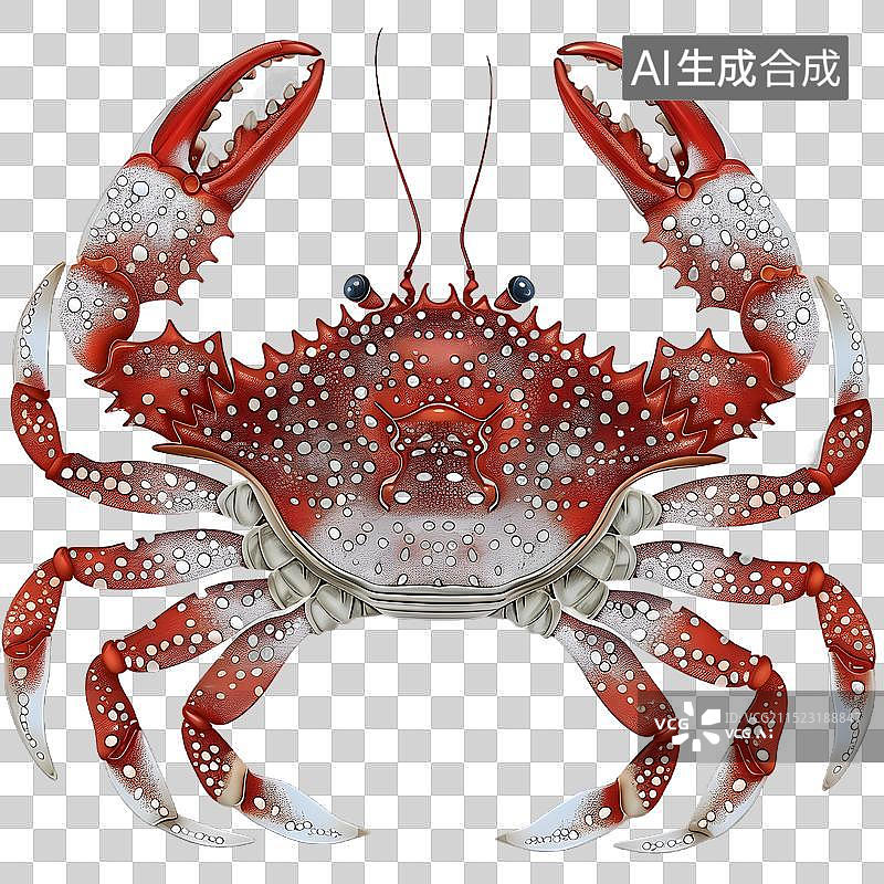 【AI数字艺术】免抠|红白相间的螃蟹插画图片素材