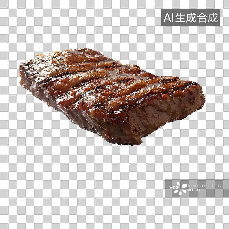 【AI数字艺术】免抠|一块在白色背景下拍摄的牛排图片素材