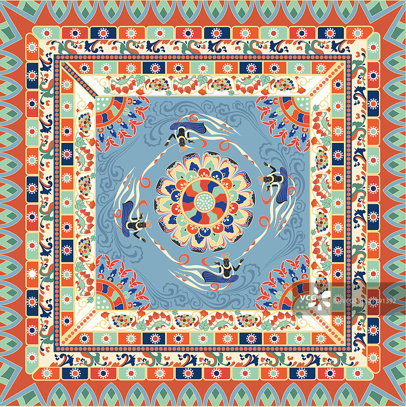 敦煌藻井素材矢量图非遗插画图片素材